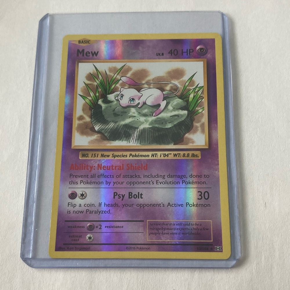 (Rare) 1st Edition Holographic Mew 2016 Pokémon Card #53/108